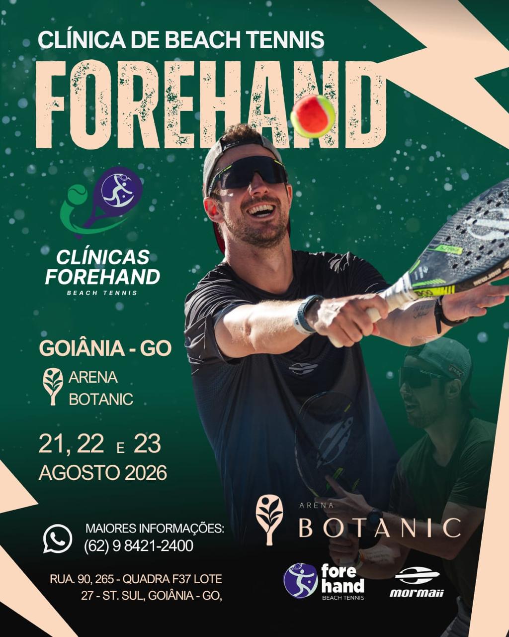 Flyer da cl&iacute;nica Forehand em Cabedelo