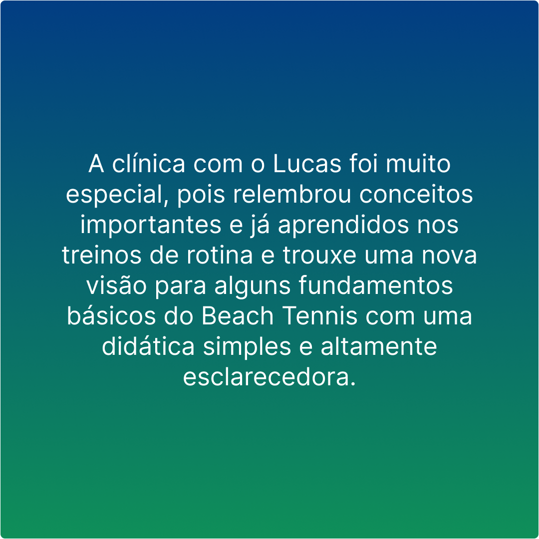 Feedback de aluno das Cl&iacute;nicas Forehand